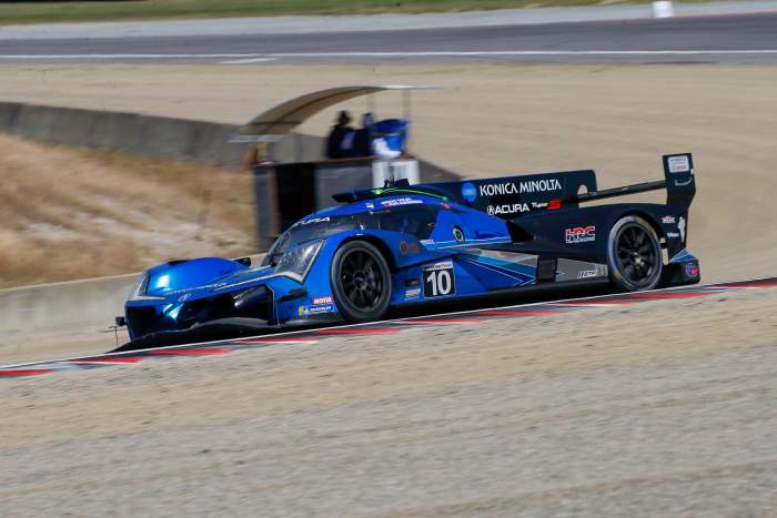 The #10 Wayne Taylor Racing with Andretti Acura Motorsports ARX-06 driven by Filipe Albuquerque, Ricky Taylor, Brendon Hartley and Marcus Ericsson heads to Turn 11 in the MOTUL Course de Monterey on May 12, 2024 WeatherTech Raceway Laguna Seca in Salinas, CA. Icon Sportswire/Getty Images