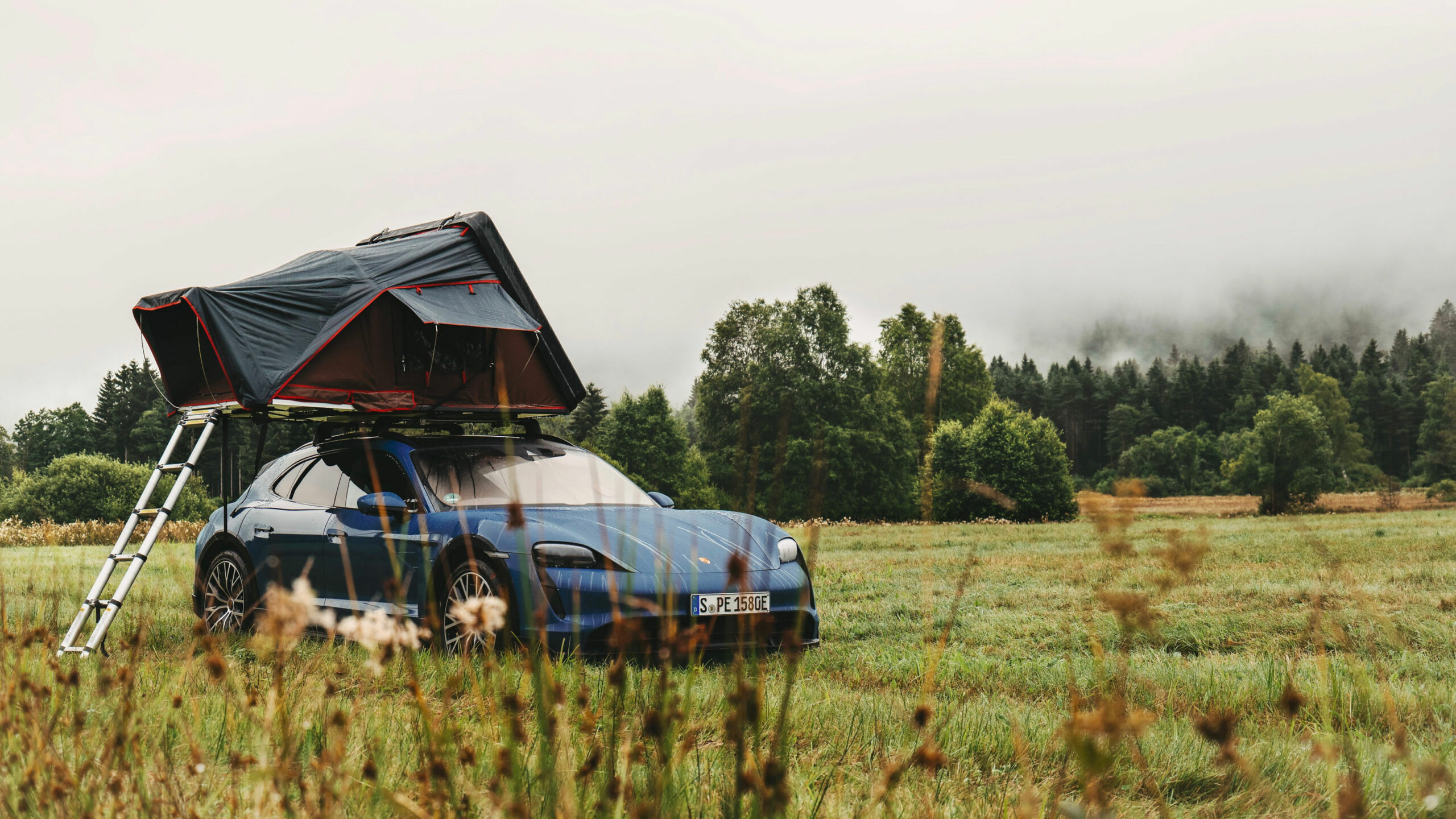 Porsche Taycan with Porsche Roof Tent